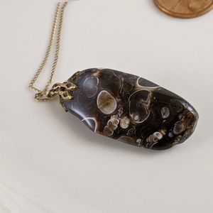 Gorel Gold Filled Fossil Precious Stone Necklace